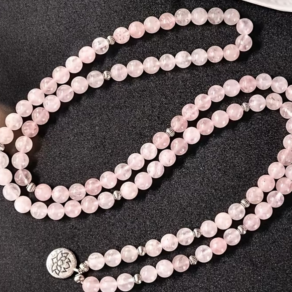 LOVE Genuine Rose Quartz Mala -Reiki Charged